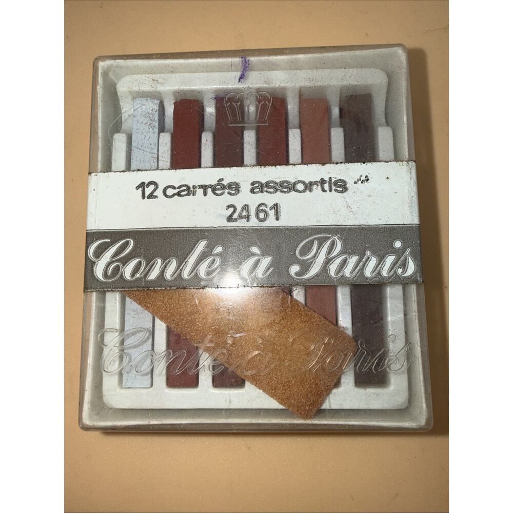 Vintage Conte a Paris 12 Carres Assortis Chalk Crayons NOS 1 Set #2461 Sealed